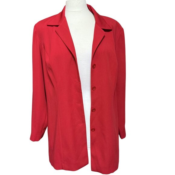 Studio‎ I Womens Red Blazer Long Line Jacket Office Career Capsule Plus Sz 18W - Picture 6 of 9